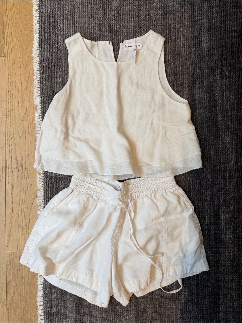 Apiece Apart white shorts and top set